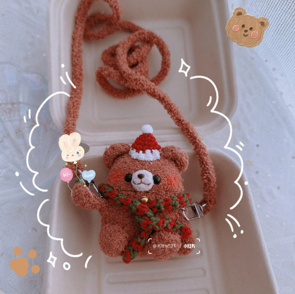 クリスマスシカトナカイ☆AirPods 1/2/3/pro ケースcase☆綿製手作り編織り 7枚目の画像