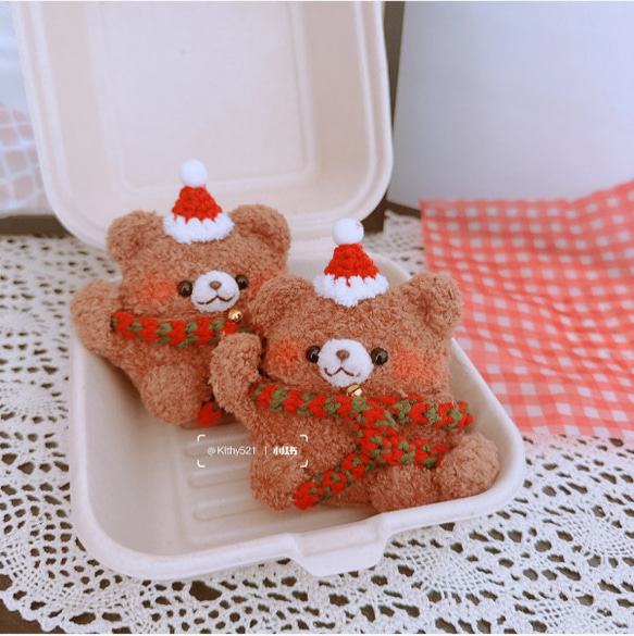 クリスマスシカトナカイ☆AirPods 1/2/3/pro ケースcase☆綿製手作り編織り 1枚目の画像