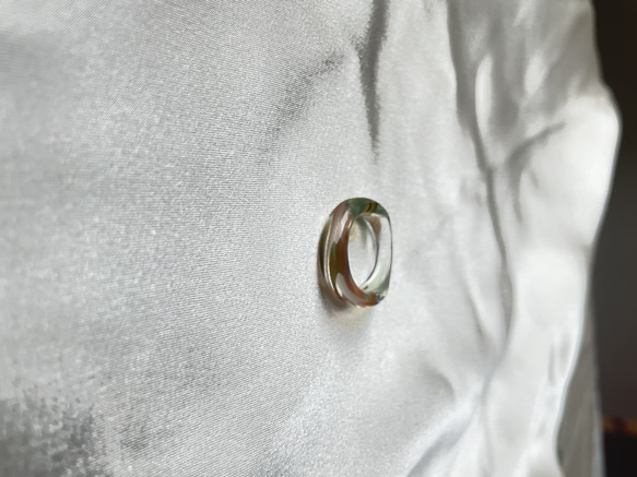 秋　落ち葉　ニュアンス　リング　ガラスリング　指輪 5枚目の画像