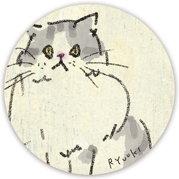 缶バッジ_38mm【098：長毛ねこ】２個セット　※他の絵柄との組み合わせでのセット出品もしています 2枚目の画像