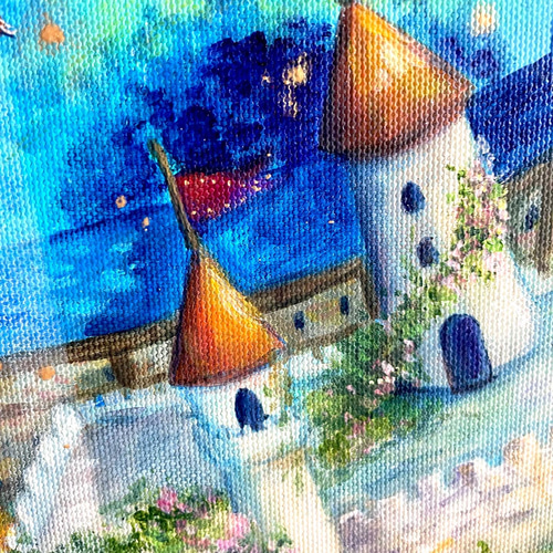 アクリル原画】空と海が混じる街 絵画 棉月 水香子 通販 16767754