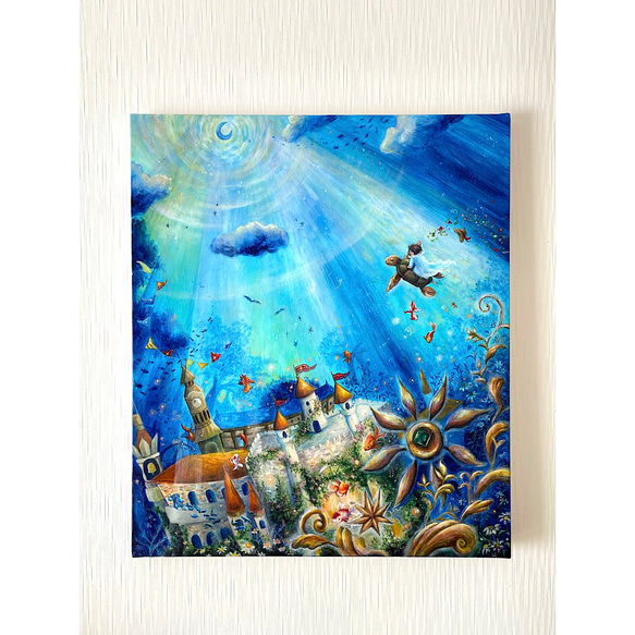 アクリル原画】空と海が混じる街 絵画 棉月 水香子 通販