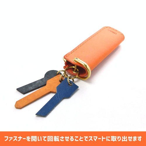 maru モノグラム オレンジ キーケース 厚い革1枚のミニスマートキーケース MARGOT/マルゴー オレンジ