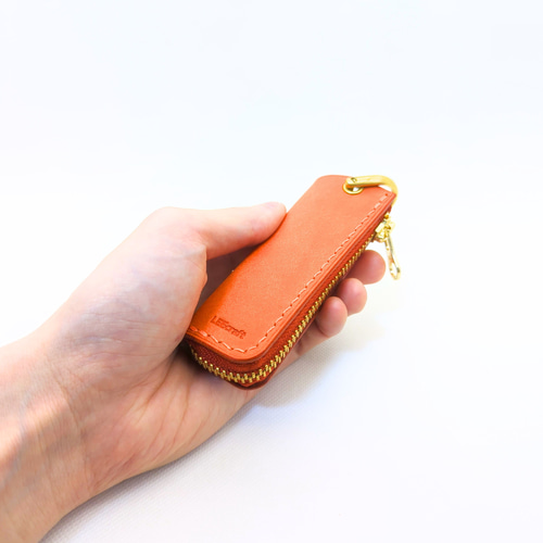 厚い革1枚のミニスマートキーケース MARGOT/マルゴー オレンジ 厚い革1枚のミニスマートキーケース MARGOT/マルゴー オレンジ