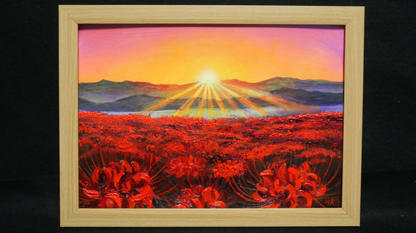 厚油彩　彼岸花　肉筆画　絵画 油絵】【彼岸花】#油絵 #手書き #アート #絵画 #絵 #油彩画