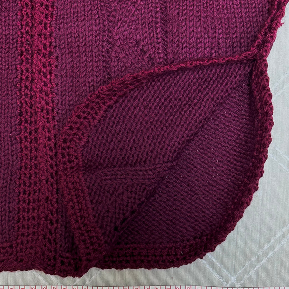 あったかケープ　手編み　ニット　ボレロ　カーディガン　ケープ　赤紫　橙　青 7枚目の画像