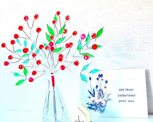 ワイヤークラフト 赤い実のスワッグ ワイヤーアート クリスマス お正月