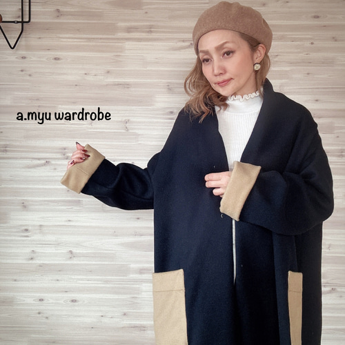 a.myu カシミア混wool肩にかけるだけでキマる ストールカーディガン 