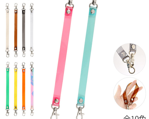 両側ナスカン付 PVC クリア ハンドストラップ 1本 DIYパーツ hawkeye