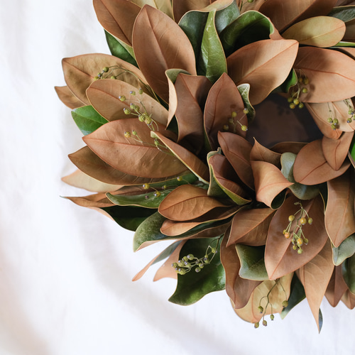 マグノリアと野バラの実のリース＊タイサンボクリース＊リース リース