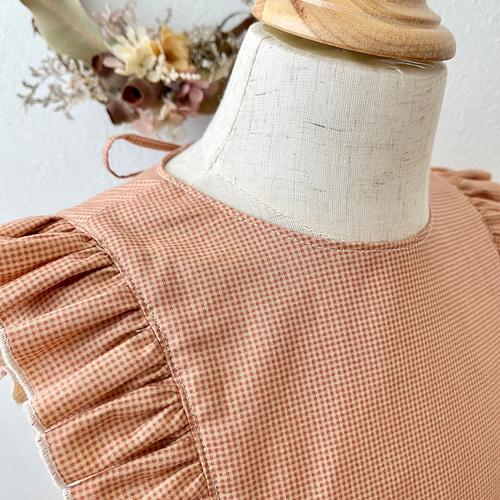 肩フリル＊エプロンワンピース《サイズ110〜120》 子供服 motty