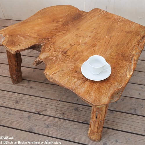 極厚オールドチーク テーブル 幅82cm × 奥行65cm × 高さ44cm 無垢材