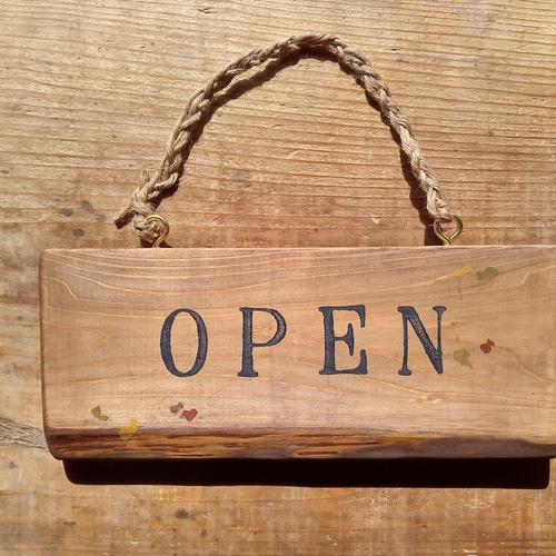 クラシック木製看板 OPEN CLOSED 吊り下げ 桧 / 自然塗装 表札・ネーム 