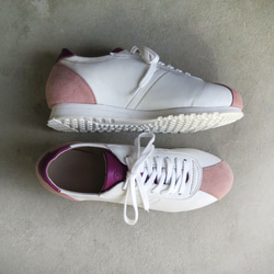 [甜美色彩] 經典設計與高品質真皮！ EMA 運動鞋/白色 x 粉紅色絨面革 x 紫色 第5張的照片
