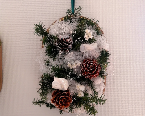 プリザーブドフラワー、クリスマス壁掛け プリザーブド×壁掛け】クリスマスにもOK：How to make an