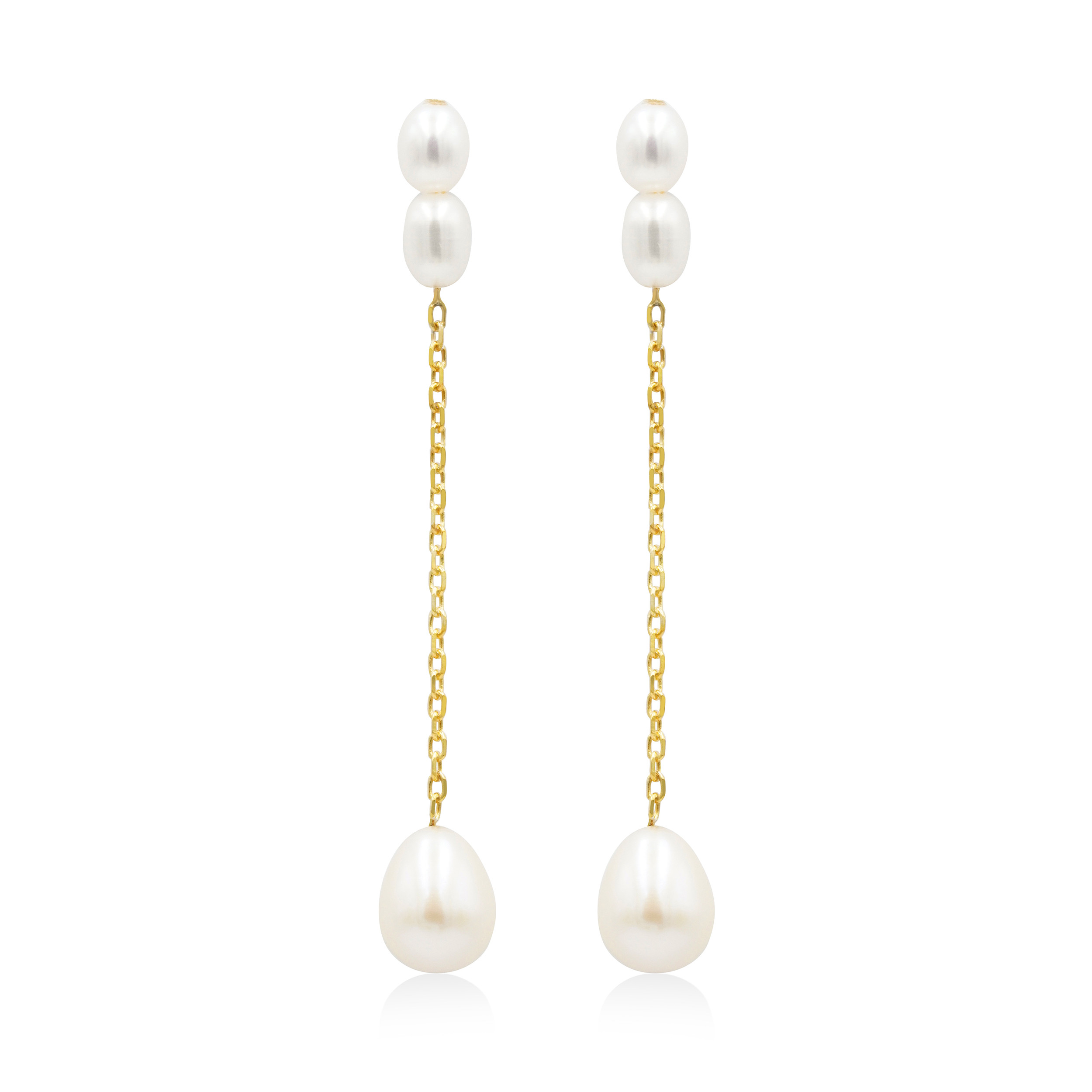 3つパールチェーンピアス  即発送可 20231019-031