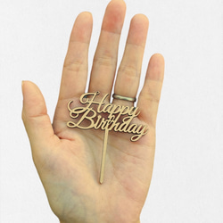 Mini happy birthday 木製ケーキトッパー　誕生日　ハッピーバースデー 3枚目の画像