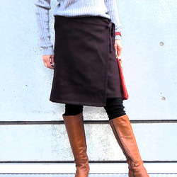 暖か便グッズ　　カシミヤ混ウールブラウンフリーサイズ　巻きスカート 3枚目の画像