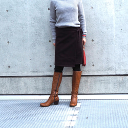 暖か便グッズ　　カシミヤ混ウールブラウンフリーサイズ　巻きスカート 7枚目の画像