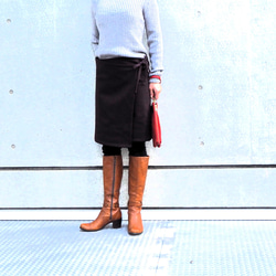 暖か便グッズ　　カシミヤ混ウールブラウンフリーサイズ　巻きスカート 8枚目の画像