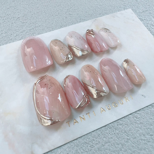 ピンク色統一 ニュアンス ネイルチップ お買い得 ガーリー 上品