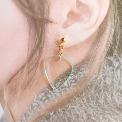 ハンドメイド♡ピアスorイヤリング大きさ確認用♡ アクリル ピックピアス/イヤリング〚ガラスエッジ〛音楽 ギター ライブ