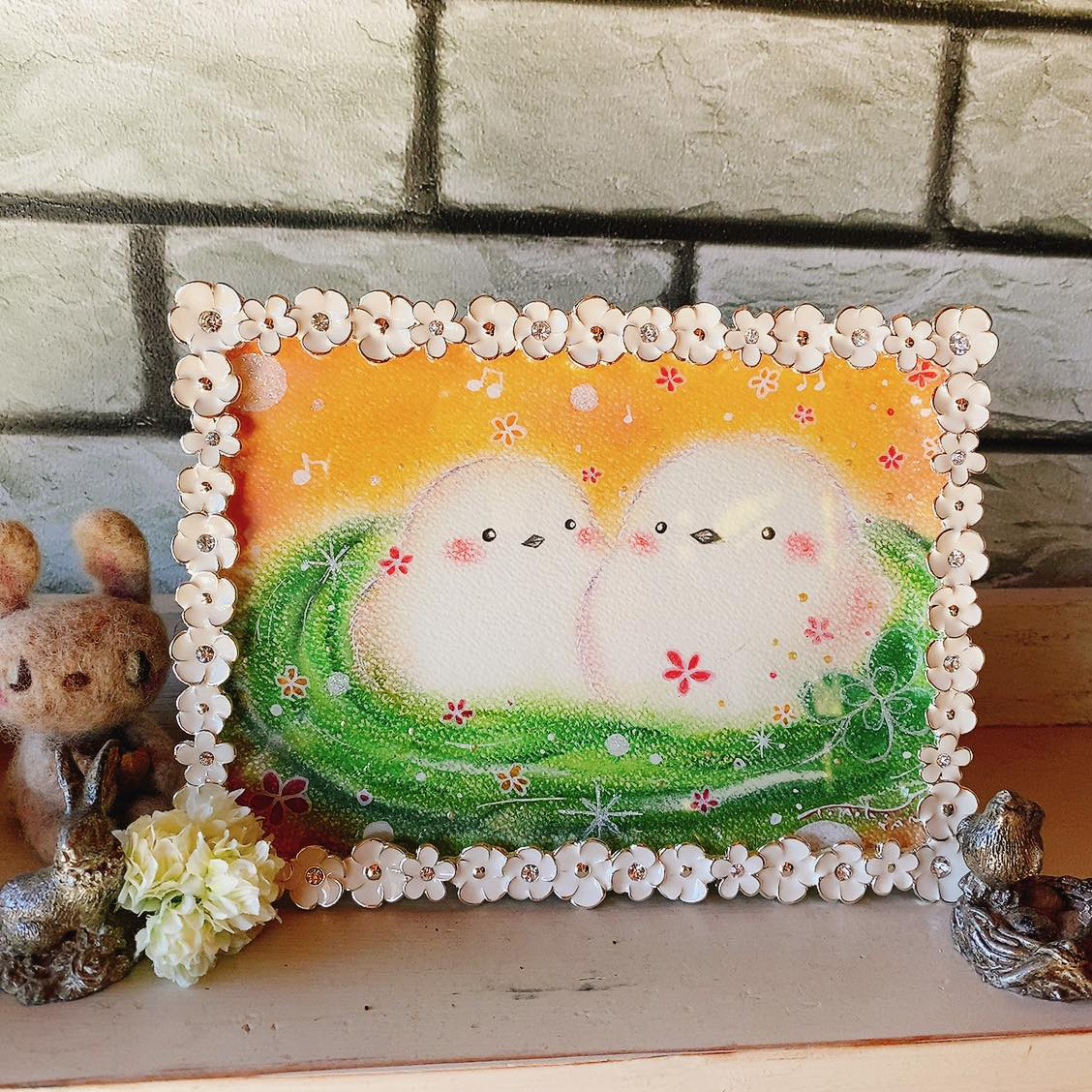 シマエナガの絵 癒し 可愛い 動物 ヒーリング 新作 パステル画 ホスピタルアート  【原画】～送料無料～ ギフト 2L