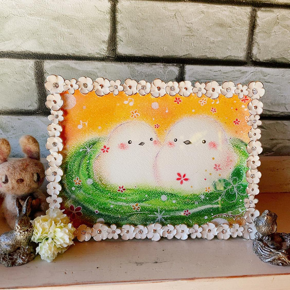 パステルアート 絵画 癒しの絵 シマエナガの絵 癒し 可愛い 動物 ヒーリング 新作 パステル画