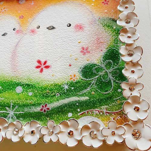 パステルアート 絵画 癒しの絵 シマエナガの絵 癒し 可愛い 動物 ヒーリング 新作 パステル画