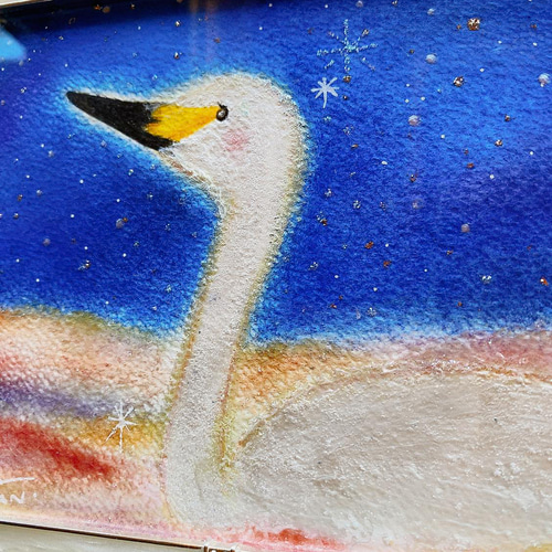 パステル画（原画）鳥雲。 原画【白鳥の絵】プレゼント | やのともこ shop&gallery通販サイト