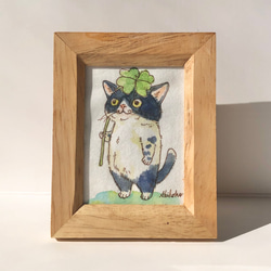 猫のちっちゃな原画 葉っぱと 03 イラスト クワハラシホコ 通販