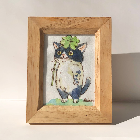 猫のちっちゃな原画 葉っぱと 03 イラスト クワハラシホコ 通販
