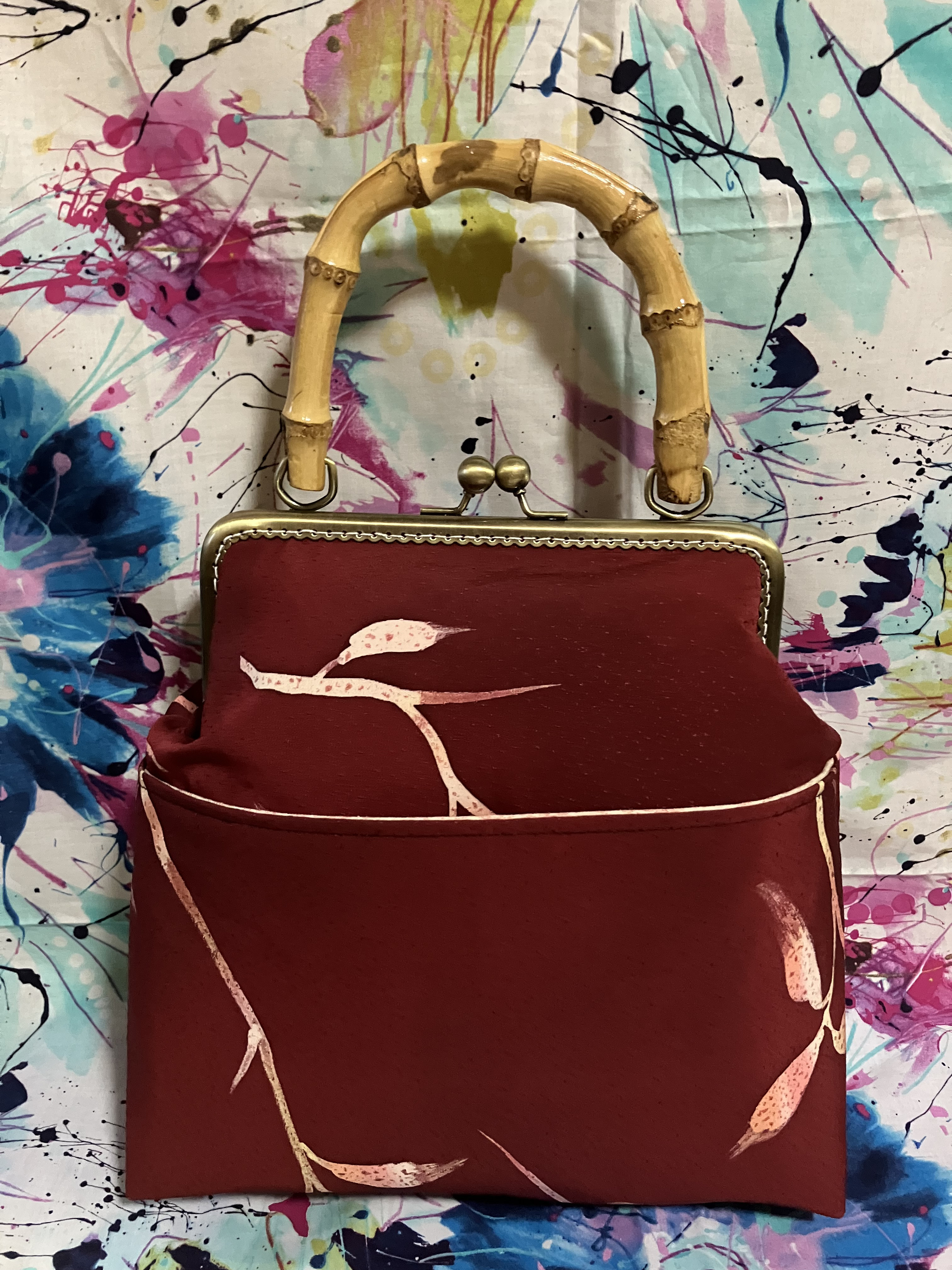 早割切符 アンズルーム★ハンドメイド★着物★がま口バッグ★ハンドバッグ★かばん★白系 着物・浴衣