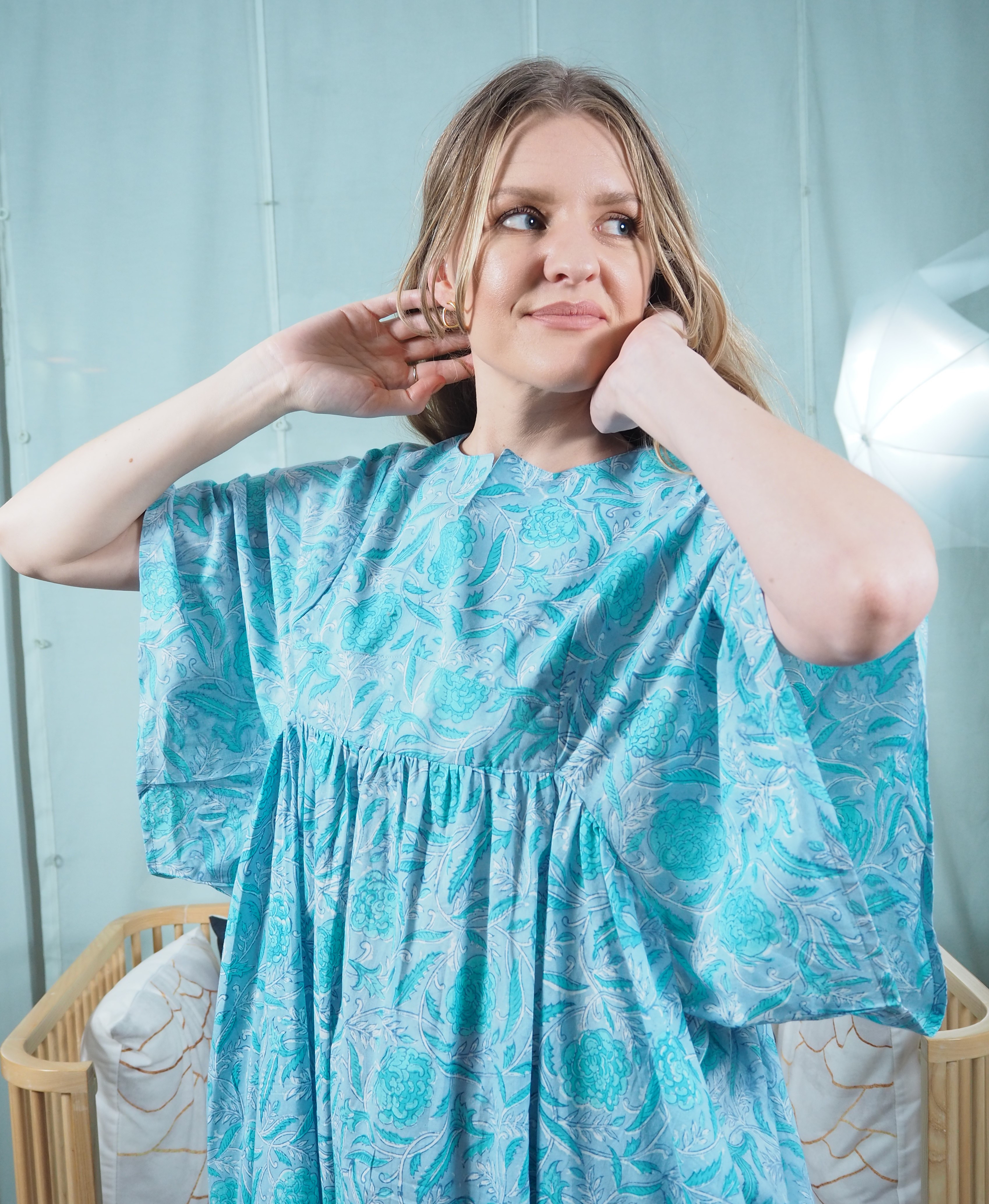 インド綿ビッグスリーブワンピース