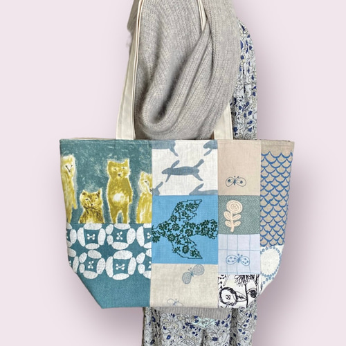 ミナペルホネン 生地使用　パッチワークトートバッグ　お散歩バッグ ミナペルホネン 生地使用 パッチワークトート twins お散歩バッグ ミナ