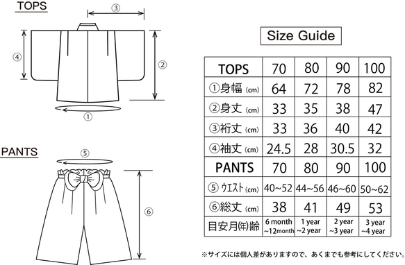 ベビー袴、キッズ袴、椿ｘバニラ、70～100サイズ 8枚目の画像