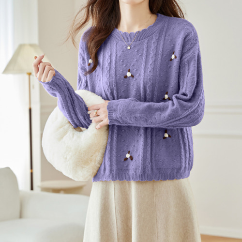 新作】秋色 ニットセーター.パープルセーター 通勤 全4色 m--3XL