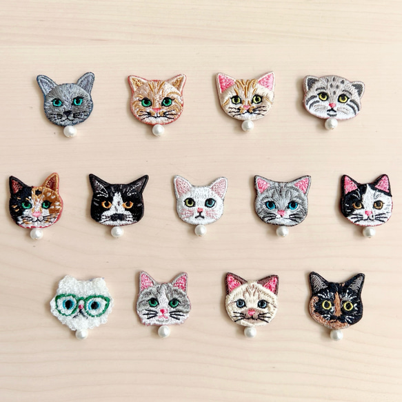 人気/ おめかし猫さんのブローチ♫ CAT Embroidery Brooch