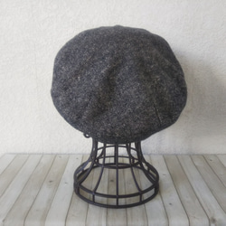 【一点物】ツイード風 綿混生地のベレー帽(モノトーン)Sサイズ『Creema限定』 3枚目の画像