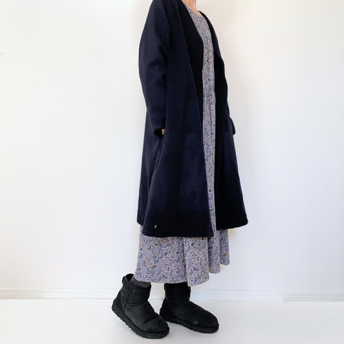 リバティファブリック＊大人のナチュラル長袖ワンピース＊あったか 