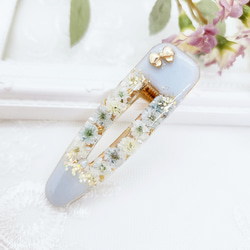 ミルキーなくすみカラー୨୧ドライフラワーレジンヘアクリップ【ブルー