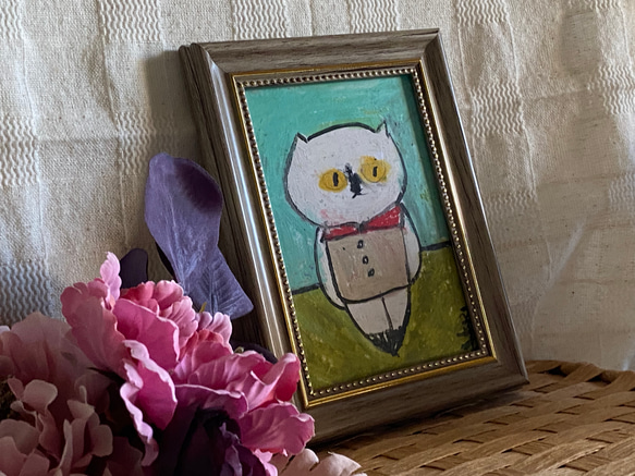 絵画。原画手描き【かわいい猫のバレエスタンド】 2枚目の画像