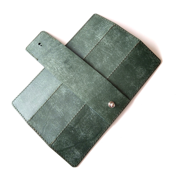 極薄革のロールペンケース　ダークグリーン　本革　マヤベリーversion 2枚目の画像