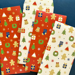 お札が折らずに入る クリスマス柄のぽち袋(4枚入り) 1枚目の画像
