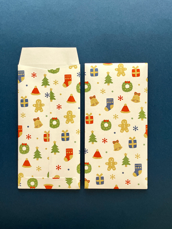 お札が折らずに入る クリスマス柄のぽち袋(4枚入り) 5枚目の画像