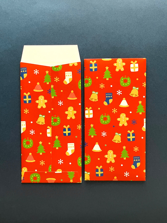 お札が折らずに入る クリスマス柄のぽち袋(4枚入り) 4枚目の画像