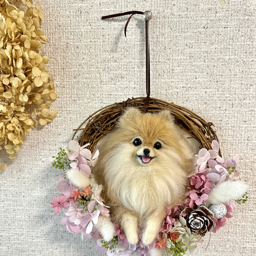 羊毛フェルト ポメラニアンのフェルトリース 母の日 - メルカリ