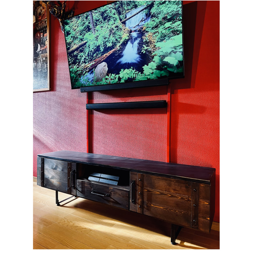 ELC30 インダストリアル テレビボード ローボード W1550 サイドボード インダストリアルTVボード マッドブラック ローボード リビング