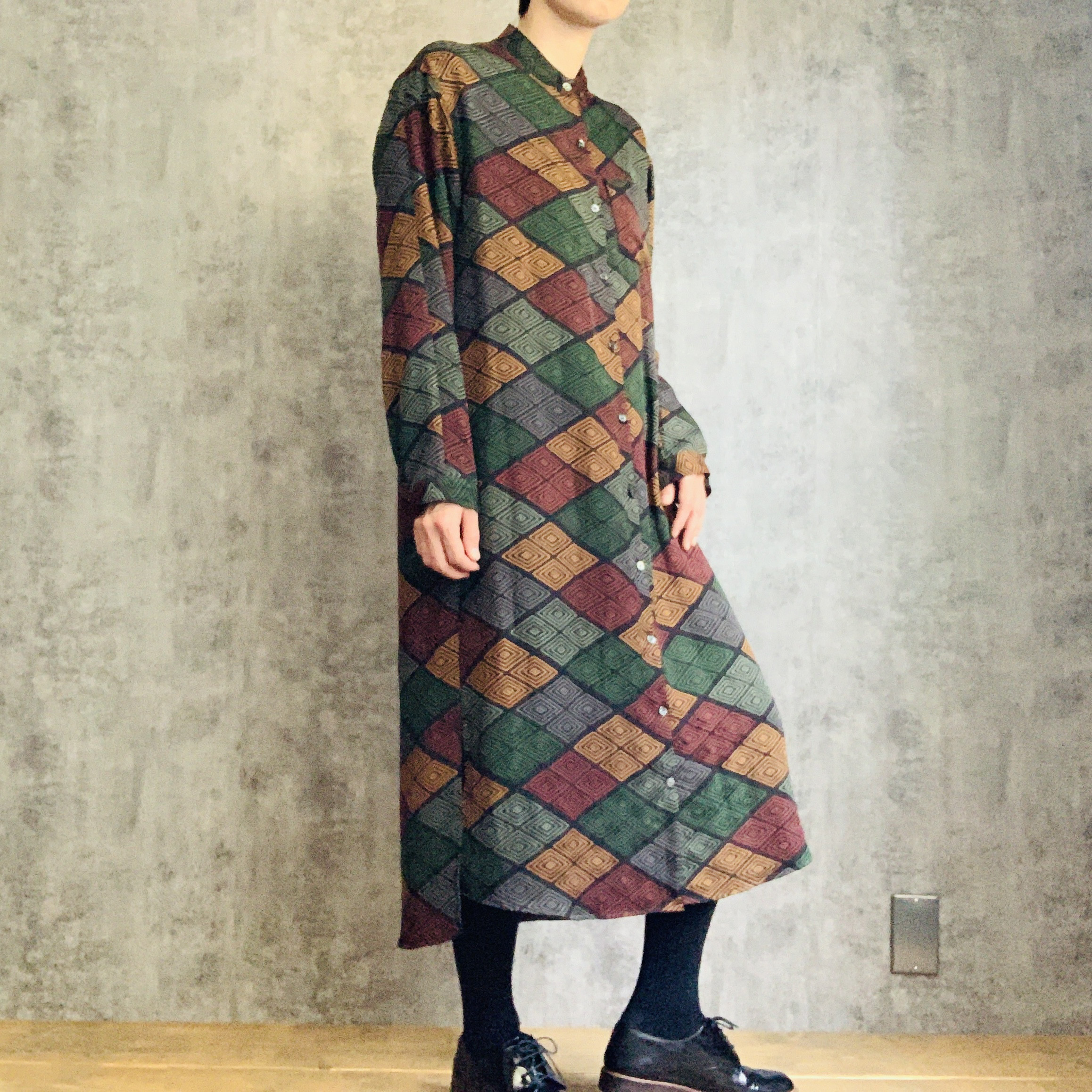 キモノスタンドカラーシャツワンピース ※お手持ちのお着物でお仕立てします