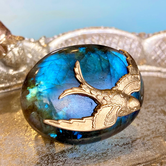 『心翼』ラブラドライトとカイヤナイトのマクラメペンダントネックレス 心翼』ラブラドライトとカイヤナイトのマクラメペンダントネックレス 2